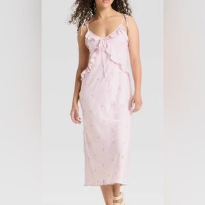 NEW Wild Fable Women's Ruffle Maxi A-Line Dress Pink Size